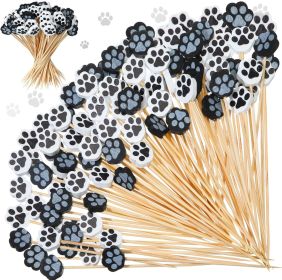 100 Pcs Dog Paw Cocktail Picks 4.7 Inch Cat Paw Cocktail Toothpicks for Appetizers Decorative Bamboo Skewers Fruit Food Picks for Puppy Party Dec