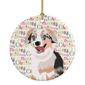 Australian Shepherd Blue Merle Puppy #1 Christmas Ceramic Ornament Christmas Tree Hanging Decorations for Home Christmas Holiday, Party, Gift, 3