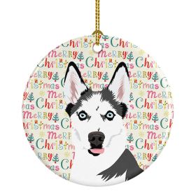 Siberian Husky Puppy Christmas Ceramic Ornament Christmas Tree Hanging Decorations for Home Christmas Holiday, Party, Gift, 3 in, Multicolor