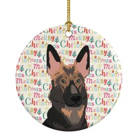 German Shepherd Puppy Christmas Ceramic Ornament Christmas Tree Hanging Decorations for Home Christmas Holiday, Party, Gift, 3 in, Multicolor