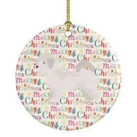 Maltese Puppy Cut Merry Christmas Ceramic Ornament Christmas Tree Hanging Decorations for Home Christmas Holiday, Party, Gift, 3 in, Multicolor