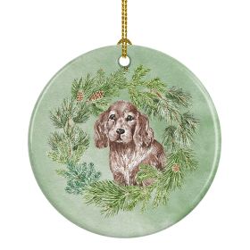 Cocker Spaniel Puppy Liver Christmas Wreath Ceramic Ornament Christmas Tree Hanging Decorations for Home Christmas Holiday, Party, Gift, 3 in