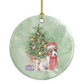 Jack Russell Terrier Smooth Puppy Christmas Presents and Tree Ceramic Ornament Christmas Tree Hanging Decorations for Home Christmas Holiday, Par