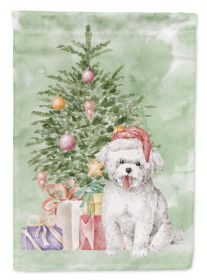 Bichon Frise Puppy Christmas Presents and Tree Garden Flag Mailbox Flag Decorative Yard Flag Banner Outside Patio Artwork Yard Flower Beds