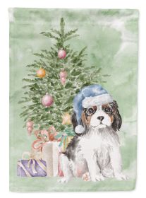 Cavalier Spaniel Tricolor Puppy Christmas Presents and Tree Garden Flag Mailbox Flag Decorative Yard Flag Banner Outside Patio Artwork Yard Flowe
