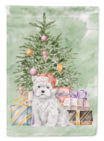 West Highland White Terrier Puppy Christmas Presents and Tree Garden Flag Mailbox Flag Decorative Yard Flag Banner Outside Patio Artwork Yard Flo