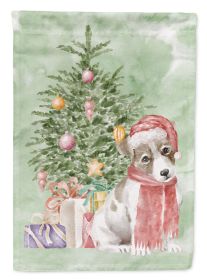 Jack Russell Terrier Smooth Puppy Christmas Presents and Tree Garden Flag Mailbox Flag Decorative Yard Flag Banner Outside Patio Artwork Yard Flo