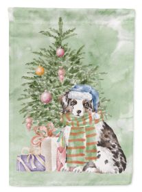 Australian Shepherd Puppy Christmas Presents and Tree Garden Flag Mailbox Flag Decorative Yard Flag Banner Outside Patio Artwork Yard Flower Beds