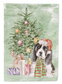 Basset Hound Puppy Christmas Presents and Tree Garden Flag Mailbox Flag Decorative Yard Flag Banner Outside Patio Artwork Yard Flower Beds