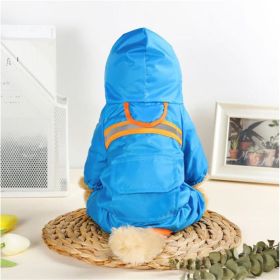 Dog Rain Coat, Pet Packable Waterproof Rain Jacket with Transparent Brim, Reflective Dog Rain Poncho, Pet Puppy Slicker Raincoat with Leash Hole (Color: Blue)