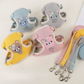 Dog Harness for Small Dogs Adjustable Dog Puppy Kitten Cat Harness and Leash Set Dog Leash Dog Cat Collar Dog Cat Accessories (Color: Gray, size: M)